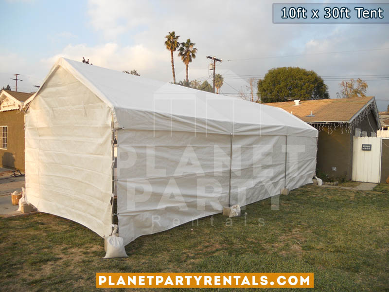 10 feet by 30 feet Tent Canopy | Party Tent with Tables and Chairs | Tent Packages Available | San Fernando Valley Party Rentals | Party Supplies