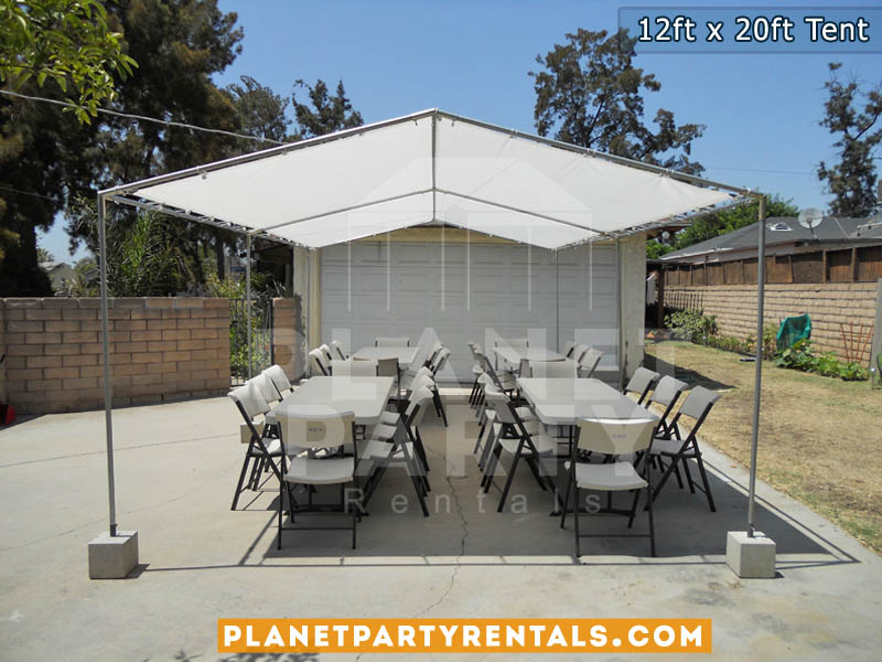 12 feet by 20 feet Tent Canopy | Party Tent with Tables and Chairs | Tent Packages Available | San Fernando Valley Party Rentals | Party Supplies