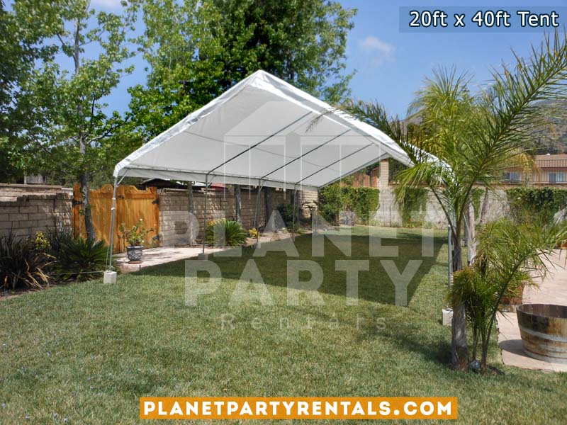20ft x 40ft white party tent on grass