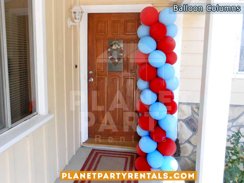 Balloon Decorations, Columns, Arches | Balloon Column with Red and White Balloons |San Fernando Valley Balloon Decorations