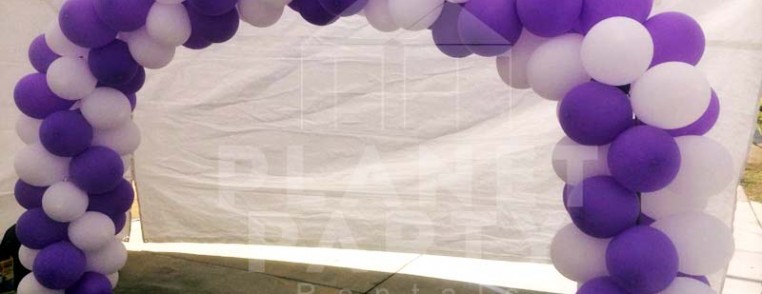 Balloon Arch with Purple and White Balloons | San Fernando Valley Balloon Decorations