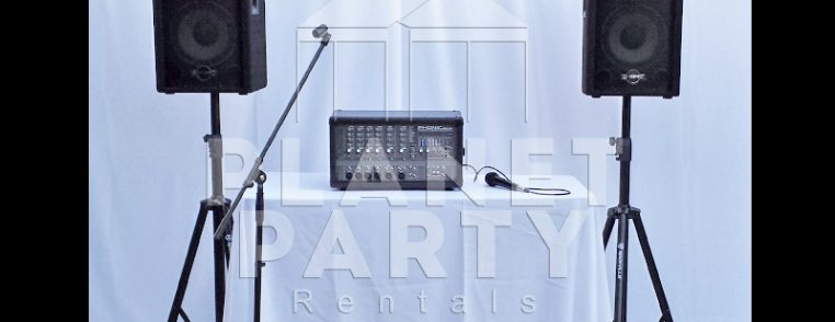 PA System with speakers and microphone