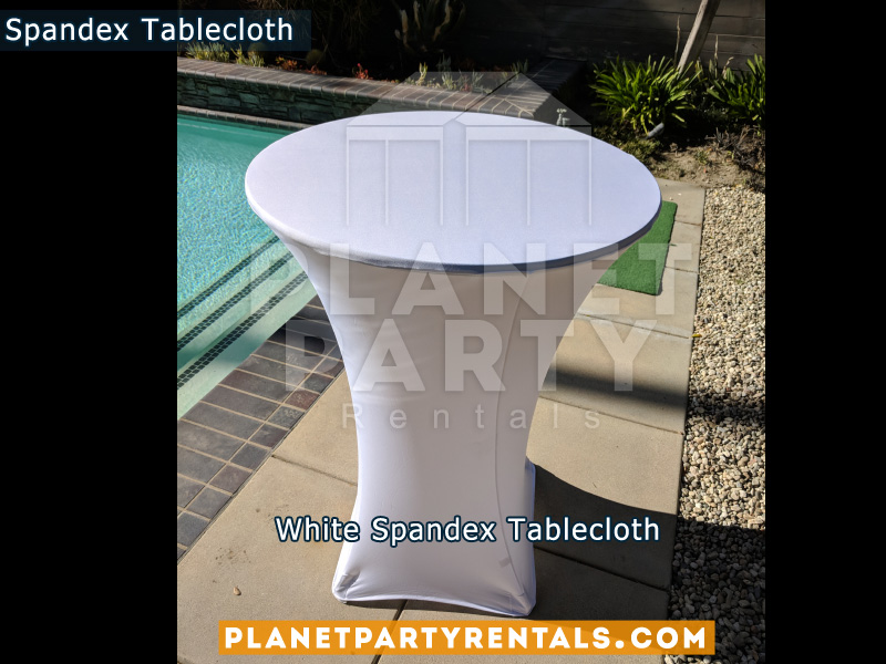 Spandex Tablecloth White on Cocktail Table